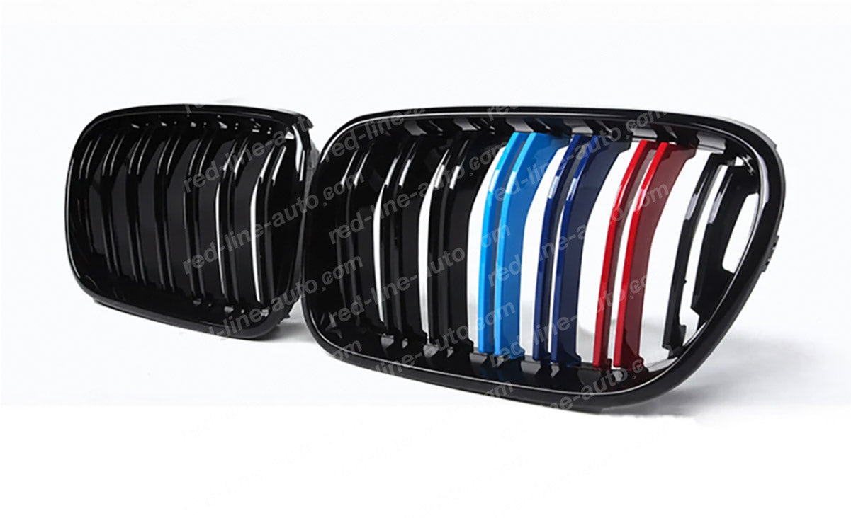 Pre-Facelift BMW F25 X3 SUV Dual-slat Front Grille, Black With M-Power Tri-Colours