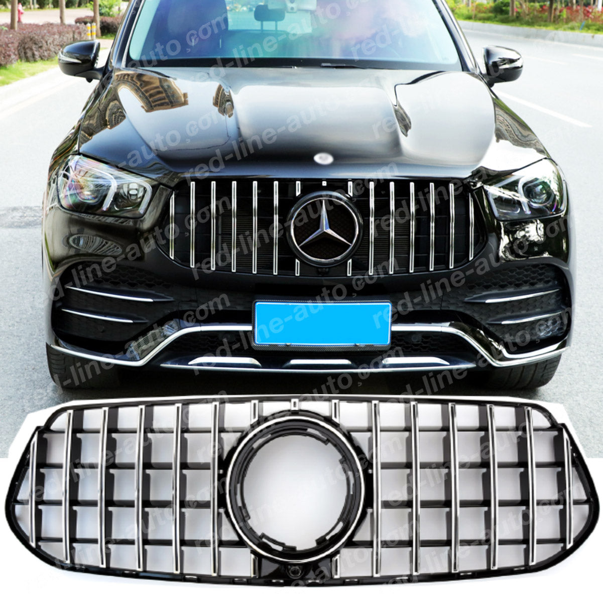 Mercedes W167 GLE V167 SUV C167 Coupe AMG GT Grille, Black with Chrome Panamericana