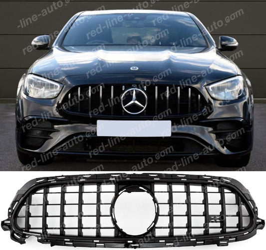 Facelift Mercedes W213 E-Class Saloon S213 Estate AMG GT Front Grille, Full Gloss Black Panamericana