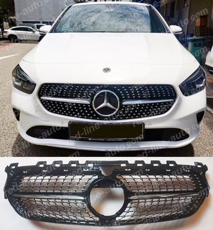 Pre-facelift Mercedes W247 B-Class Hatchback MPV Non-AMG Sport Grille, Black Chrome Diamond