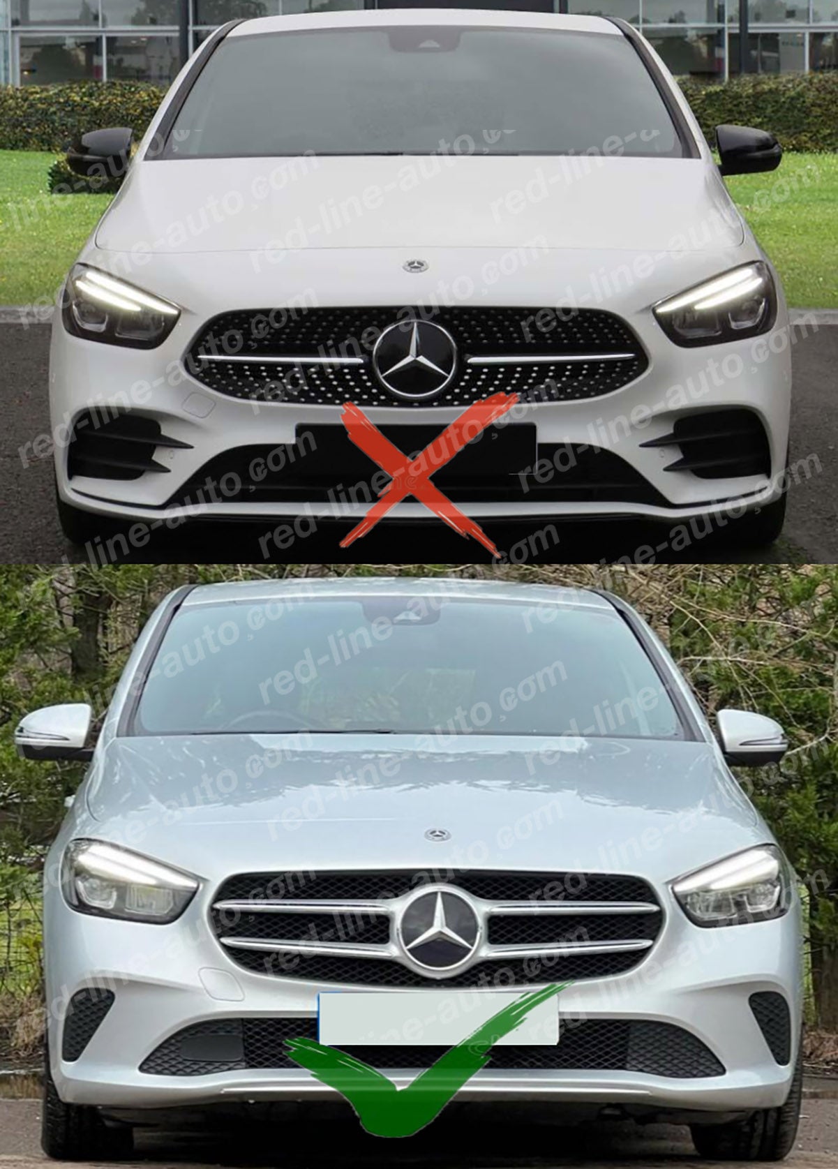 Pre-facelift Mercedes W247 B-Class Hatchback MPV Non-AMG Black GT Grille, Chrome Panamericana