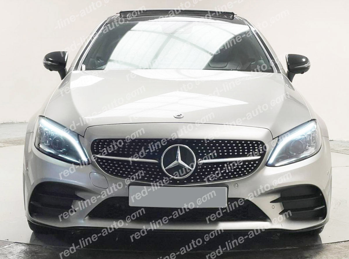 Facelift Mercedes W205 C-Class S205 C205 A205 Black AMG Grille, Chrome Diamond No-Camera