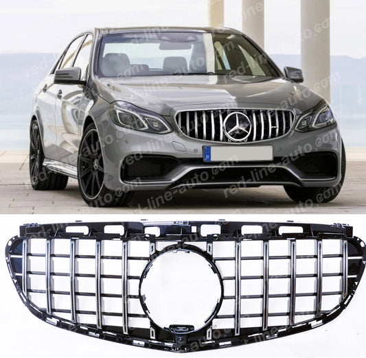 Facelift AMG W212 E63 E63S Saloon S212 Estate Black GT Front Grille, Chrome Panamericana Slat