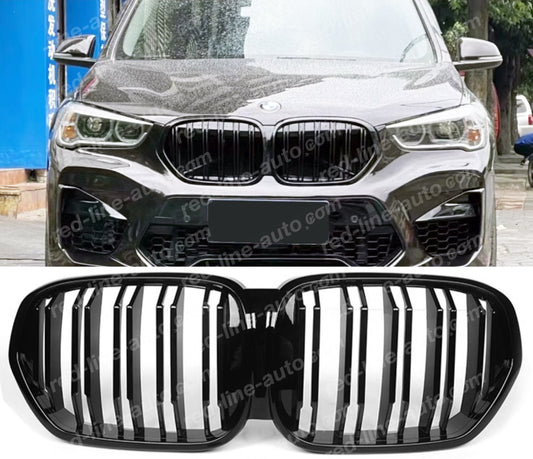 Facelift BMW X1 F48 SUV M-Performance Front Grille, Full Gloss Black Double-bar