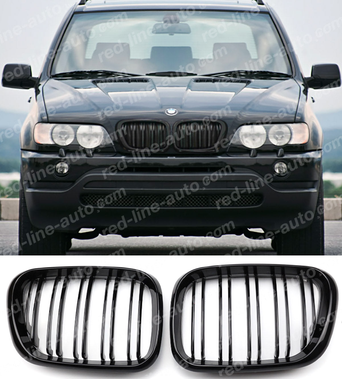 Pre-facelift BMW X5 E53 SUV Dual-slat Grilles M-Performance, Full Gloss Black