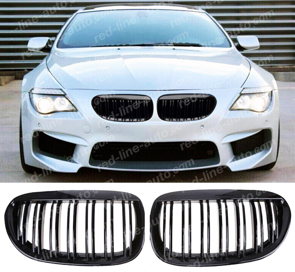 BMW 6 Series E63 Coupe E64 Convertible M-Power Grille, Full Gloss Black Dual-Slat