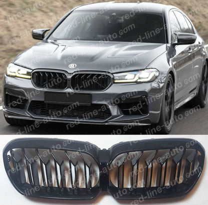 Facelift BMW G30 5 Series Saloon G31 Estate F90 M5 M-Performance Grille, Gloss Black Double-bar