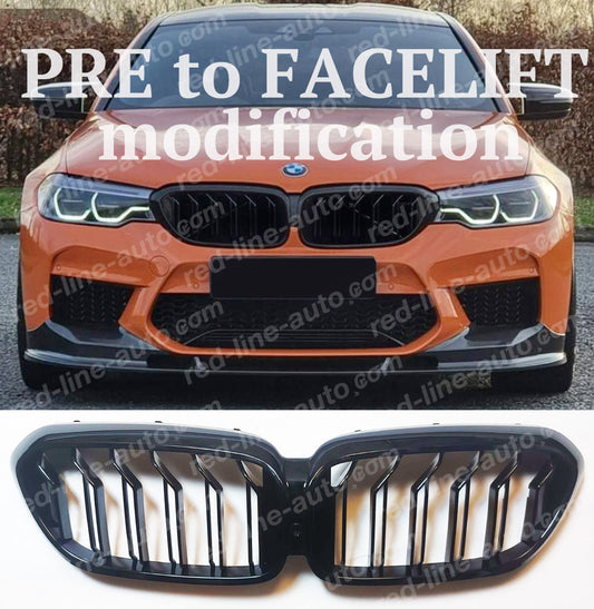 Facelift Conversion Grille BMW G30 5 Series Saloon G31 Estate F90 M5, Gloss Black Competition Twin-slat