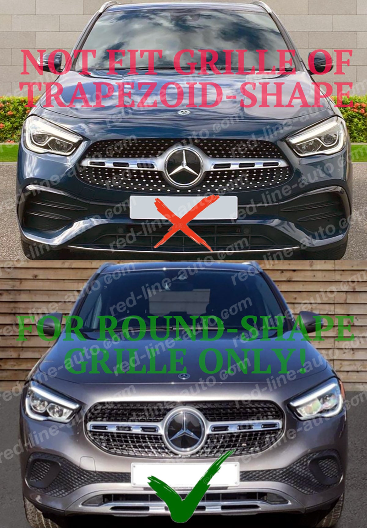 2020+ Mercedes H247 GLA-Class Sport SUV GT Black Grille, Chrome Panamericana, Non-AMG