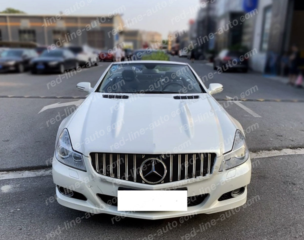 2008+ Facelift Mercedes R230 SL-Class Roadster AMG GT Grille, Black With Chrome Panamericana