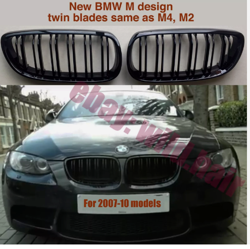 Pre-facelift BMW 3 Series E92 Coupe E93 Convertible M-Performance Grille, Gloss Black Double-bar