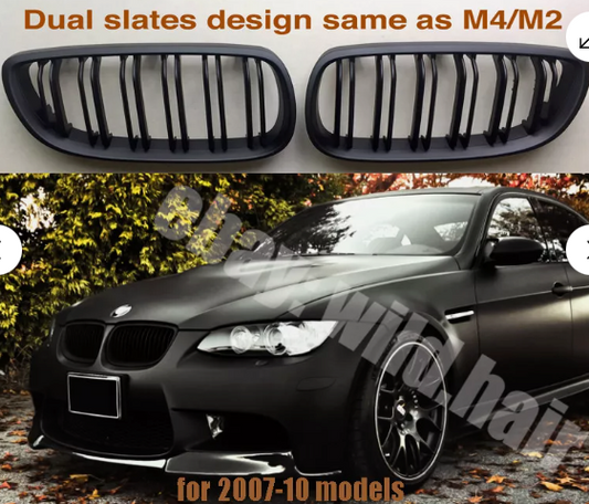 Pre-facelift BMW 3 Series E92 Coupe E93 Convertible M-Performance Grille, Full Matte Black Twin-slat