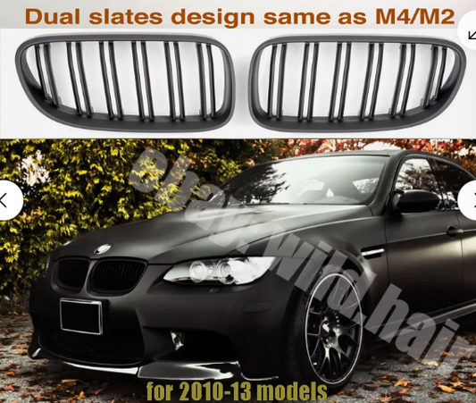 Facelift BMW 3 Series E92 Coupe E93 Convertible M-Performance Grille, Full Matte Black Twin-slat