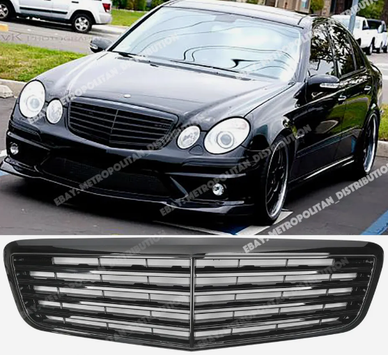 Facelift Mercedes W211 E-Class Saloon S211 Estate VIP Executive Style Grille, Full Matte Black AMG