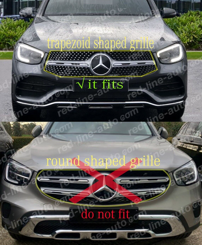 Facelift Mercedes X253 GLC SUV C253 Coupe Black AMG GT Front Grille, Chrome Panamericana Slat