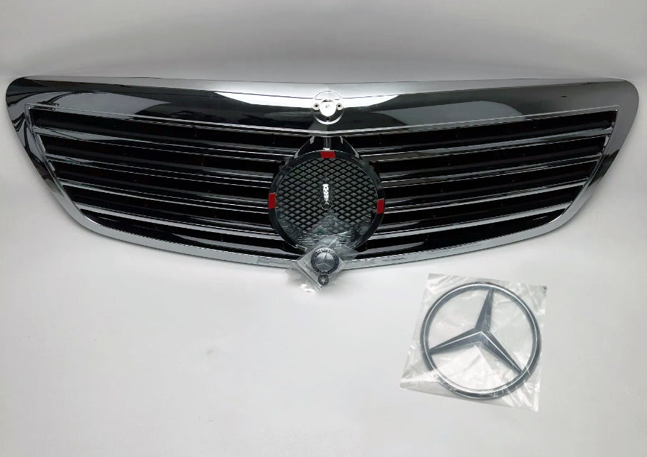 Facelift Mercedes W221 S-Class Saloon AMG S65 63 Black Sport Grille with STAR, Chrome Louvre