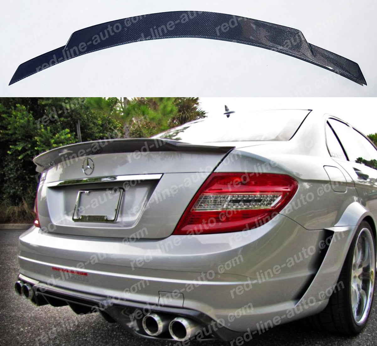 Mercedes W204 C-Class Saloon Rear Boot Spoiler, Dry Carbon Fibre AMG C74 Style