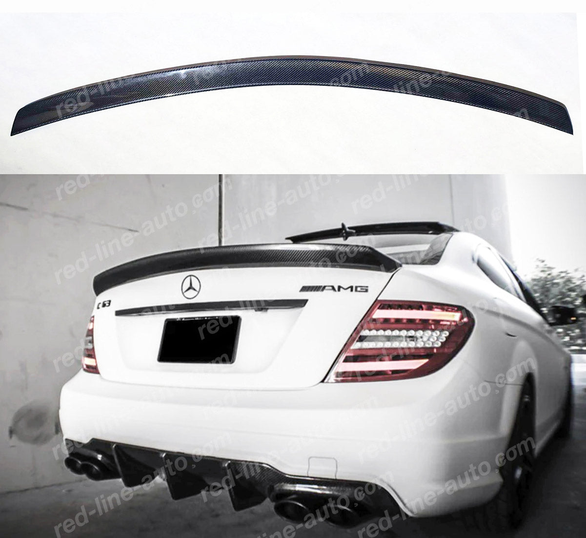 Mercedes W204 C-Class C204 Coupe Rear Boot Spoiler, Dry Carbon Fibre AMG C63 Style