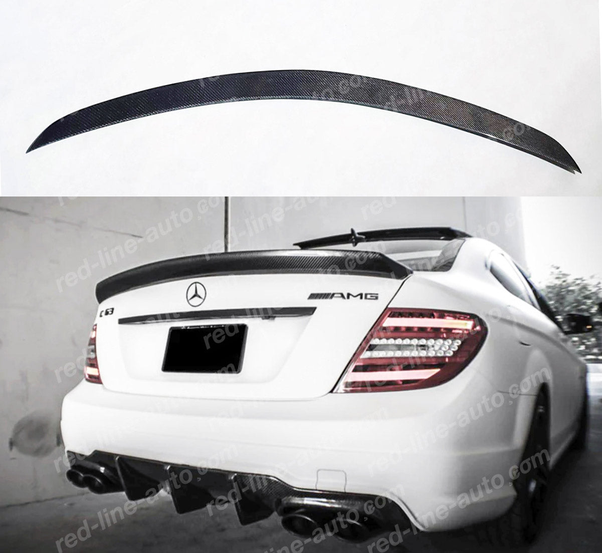 Mercedes W204 C-Class Saloon Rear Boot Spoiler, Dry Carbon Fibre AMG C63 Style