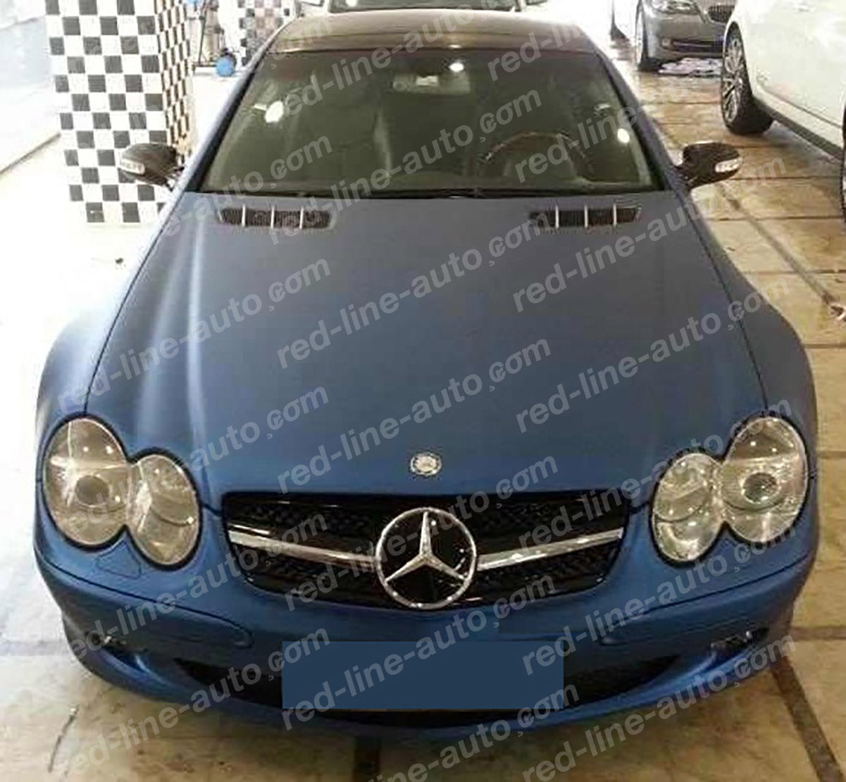 2006+ Facelift Mercedes R230 SL-Class Roadster AMG Grille, Black with Chrome Singe-fin