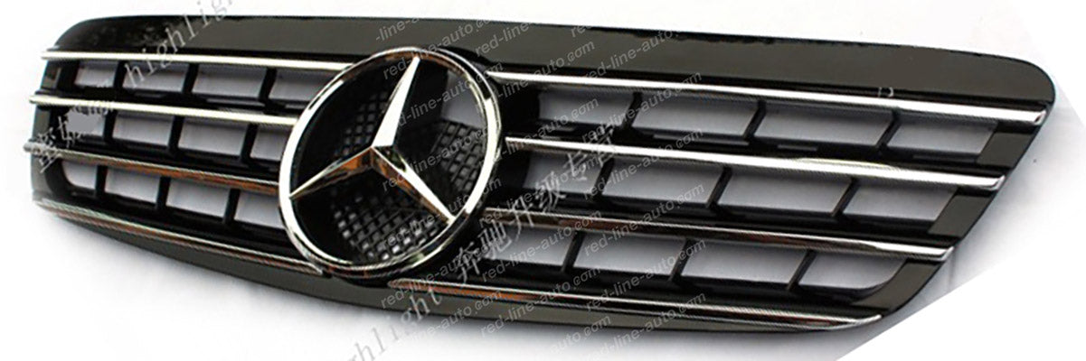 Pre-facelift Mercedes W220 S-Class Saloon AMG S65 Black Sports Grille with STAR, Chrome Louvres