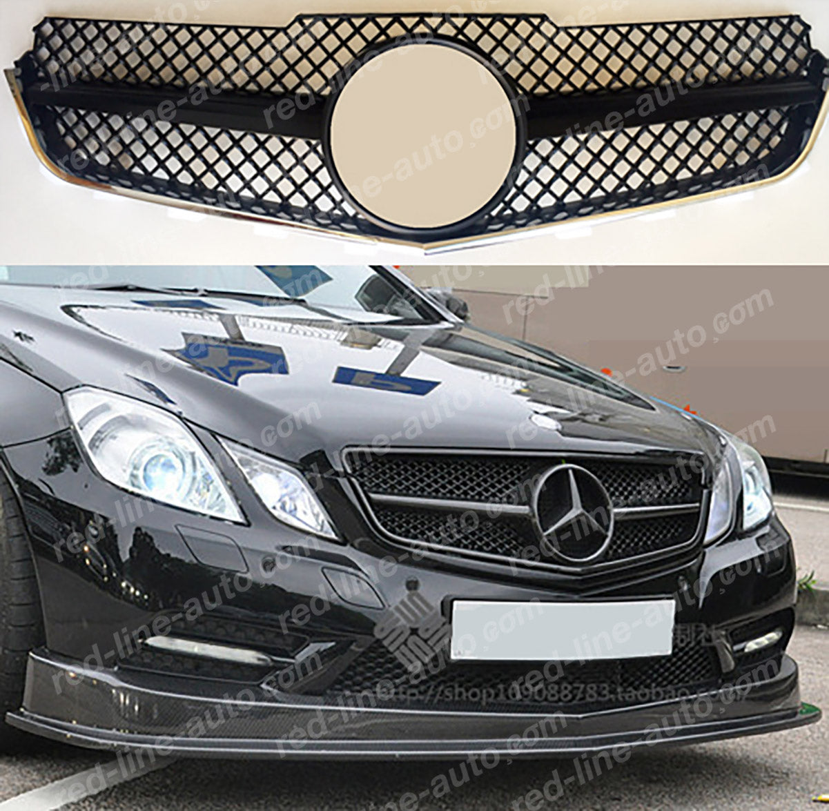 Pre-facelift Mercedes W207 E-Class Coupe C207 Convertible A207 AMG Single-fin Grille, Full Matte Black