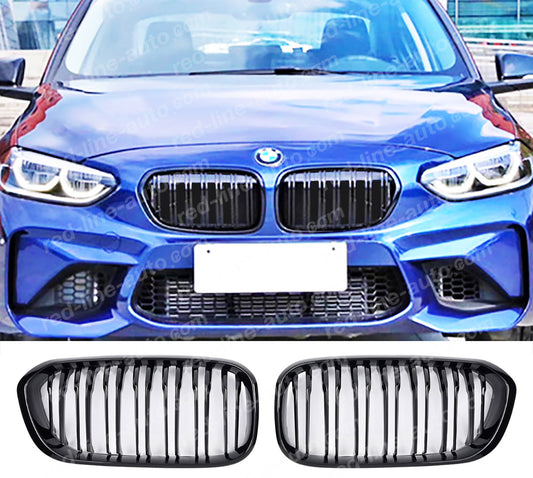 Facelift BMW 1 Series F20 F21 Hatchback Dual-Slat M-Performance M140i Grille, Full Gloss Black