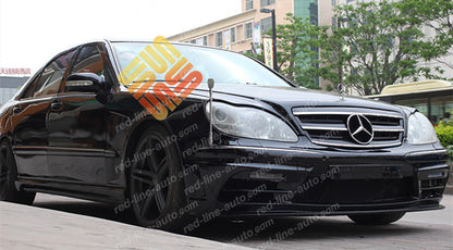 Facelift Mercedes W220 S-Class Saloon AMG S65 Black Sports Front Grille with STAR, Chrome Louvres