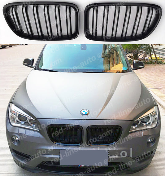 BMW E84 X1 SUV M-Performance Front Grille, Full Gloss Black Double-Slat