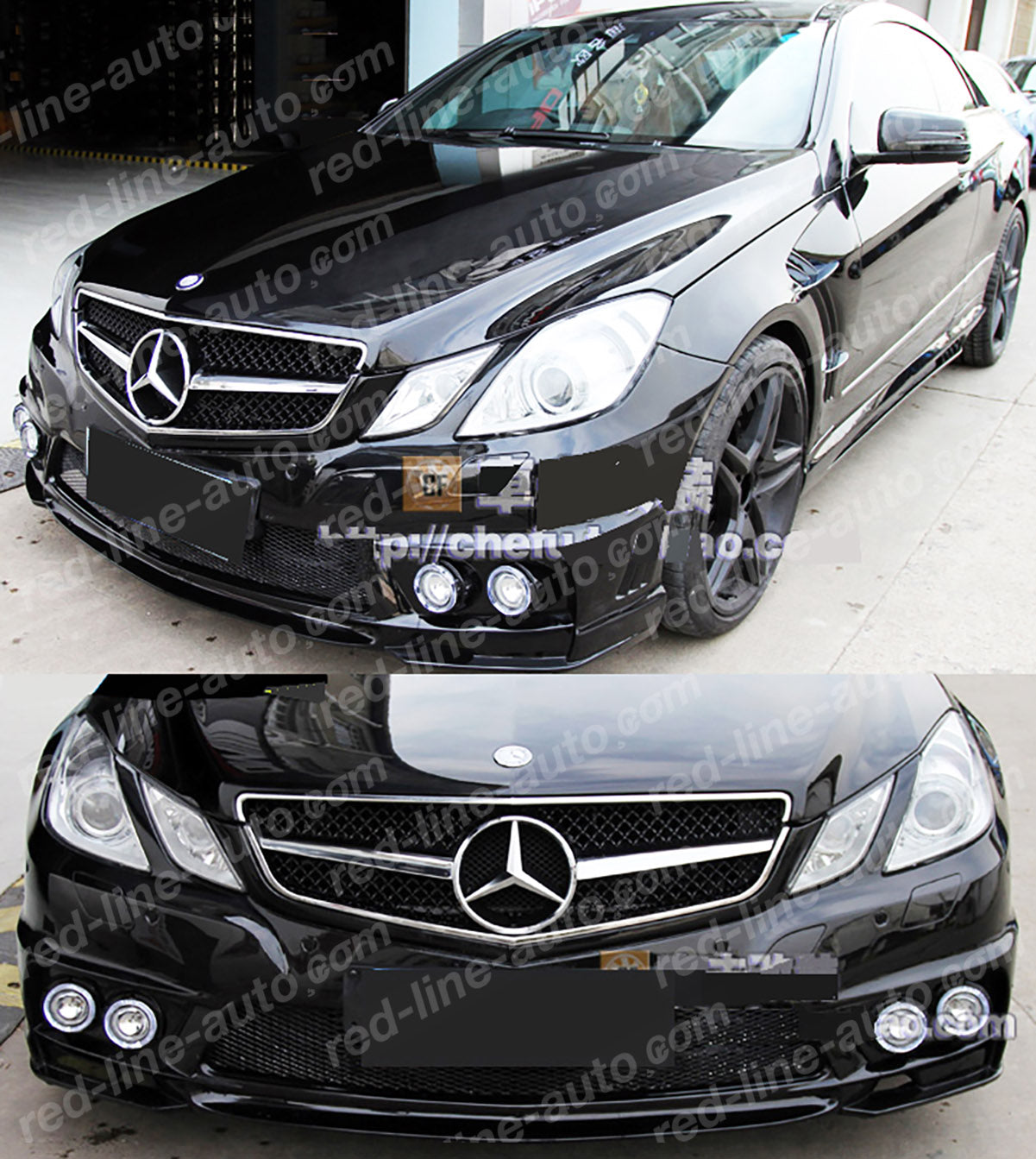 Pre-facelift Mercedes W207 E-Class Coupe C207 Convertible A207 AMG Grille, Black with Chrome Fin