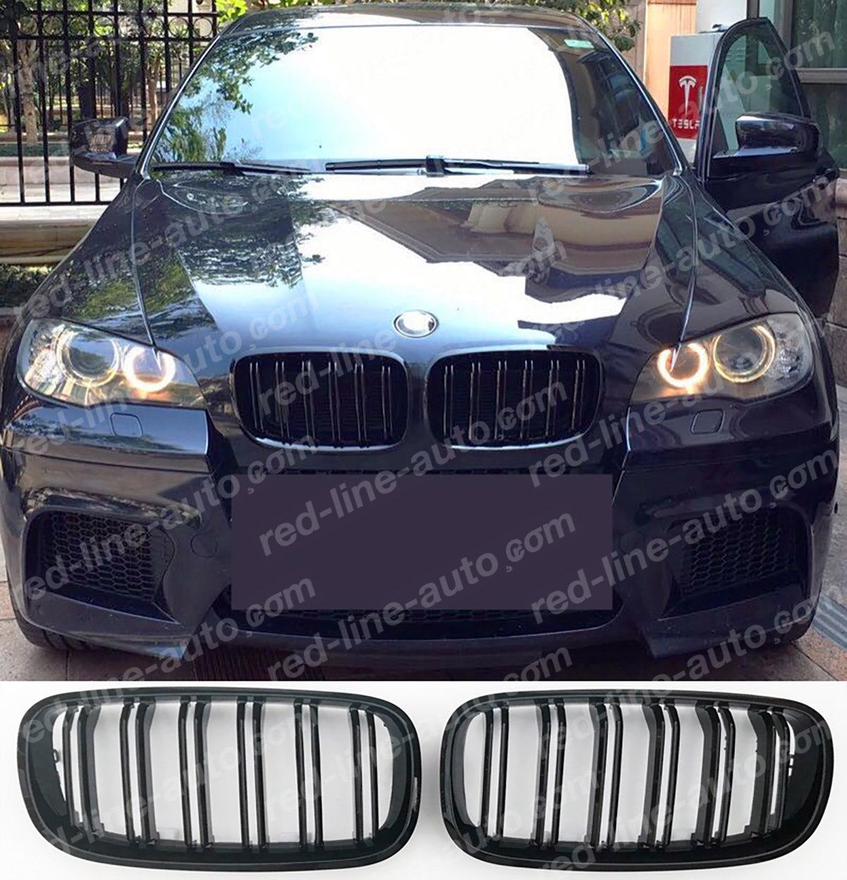 BMW E70 X5 SUV E71 X6 Coupe M-Performance Grilles Full Gloss Black Twin-Bar