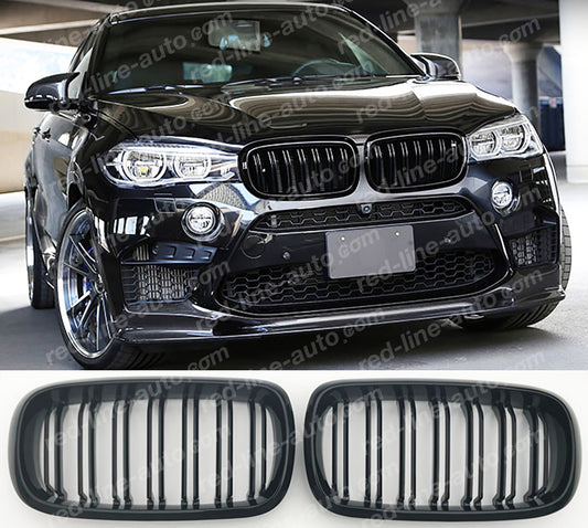 BMW F15 X5 SUV F16 X6 Coupe Double-bar M-Performance Front Grille, Full Gloss Black