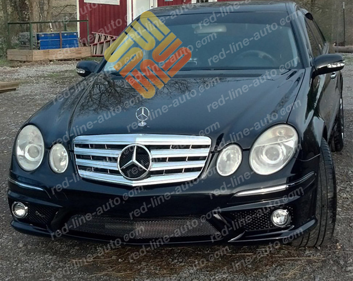 Facelift Mercedes W211 E-Class Saloon S211 Estate AMG E63 Sport Grille with Star, Full Chrome