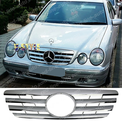 Facelift Mercedes W210 E-Class Saloon S210 Estate AMG Sport Grille with Star, Full Chrome Blades