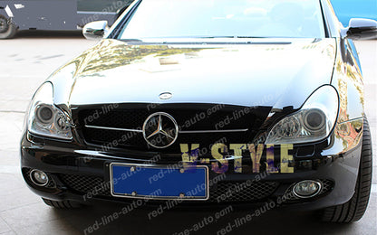 Facelift Mercedes W219 CLS-Class Coupe C219 Black AMG CLS63 Front Grille, Chrome Single-fin