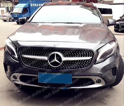 Pre-facelift Mercedes X156 GLA SUV Iridium Silver AMG GLA45 Front Grille, Chrome Diamond