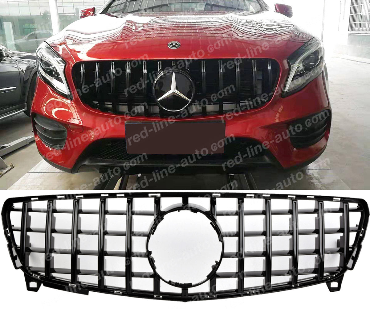 Facelift Mercedes X156 GLA SUV AMG GT Grille, Full Gloss Black Panamericana Slats GLA200 GLA180