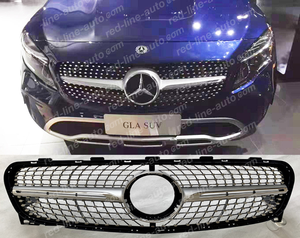 Facelift Mercedes X156 GLA SUV Iridium Silver AMG Front Grille, Chrome Diamond GLA200 GLA180