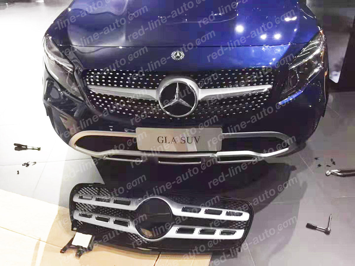 Facelift Mercedes X156 GLA SUV Iridium Silver AMG Front Grille, Chrome Diamond GLA200 GLA180