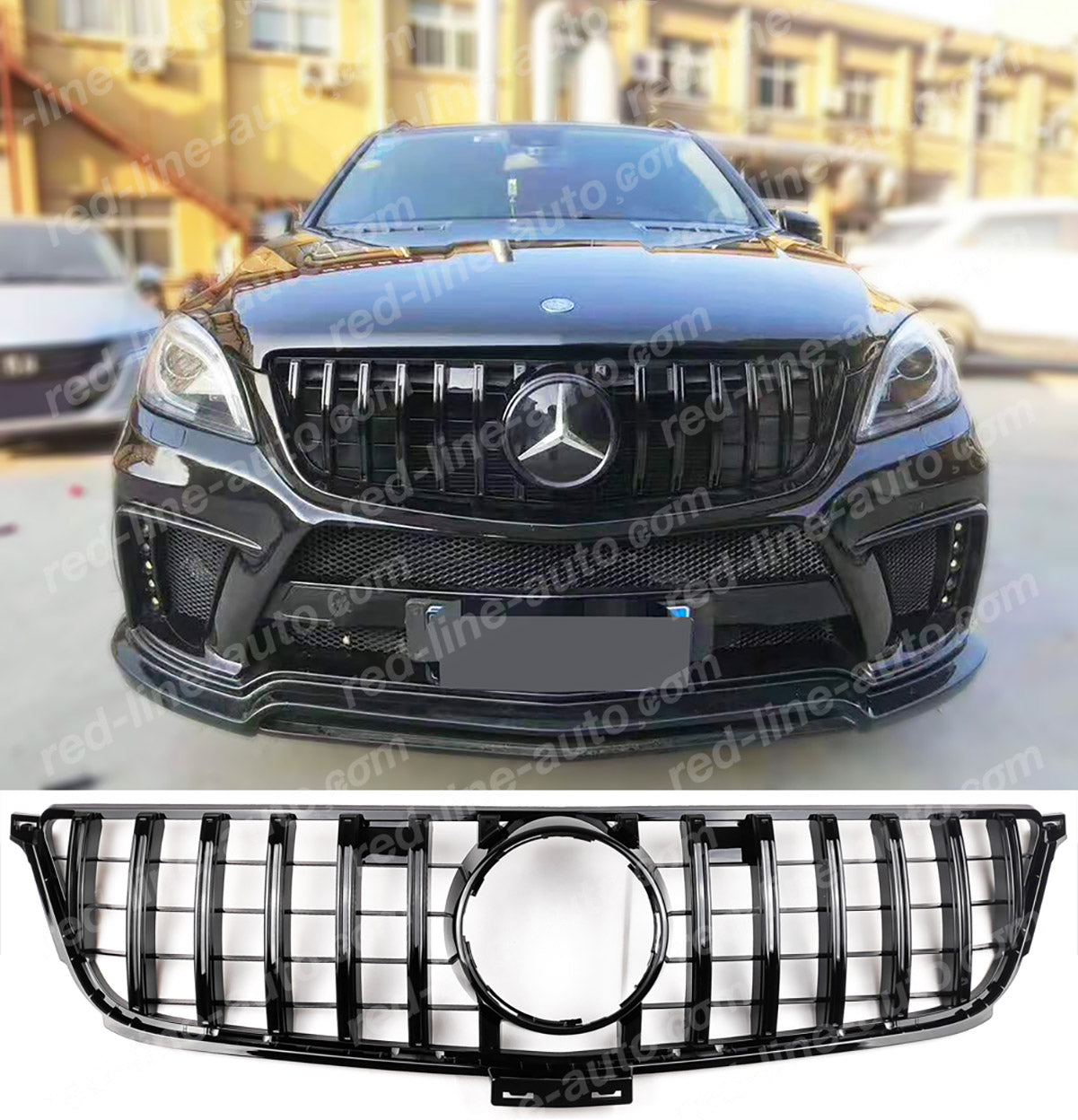 Mercedes W166 M-Class SUV AMG ML 63 GT Front Grille, Full Gloss Black Panamericana