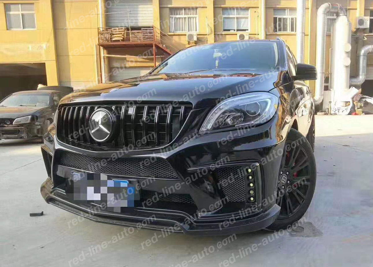 Mercedes W166 M-Class SUV AMG ML 63 GT Front Grille, Full Gloss Black Panamericana