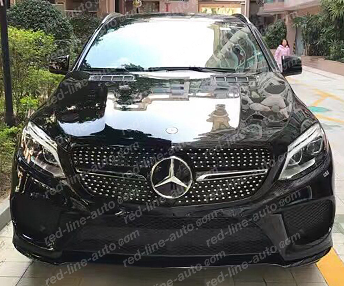 Mercedes C292 GLE Coupe SUV Chrome AMG GLE43 Front Grille, Diamond Black Night Edition