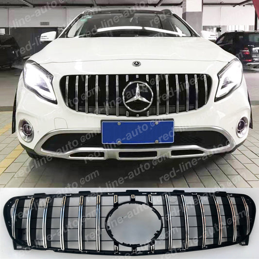 Facelift Mercedes X156 GLA SUV Black AMG GT Front Grille, Chrome Panamericana GLA200 GLA180