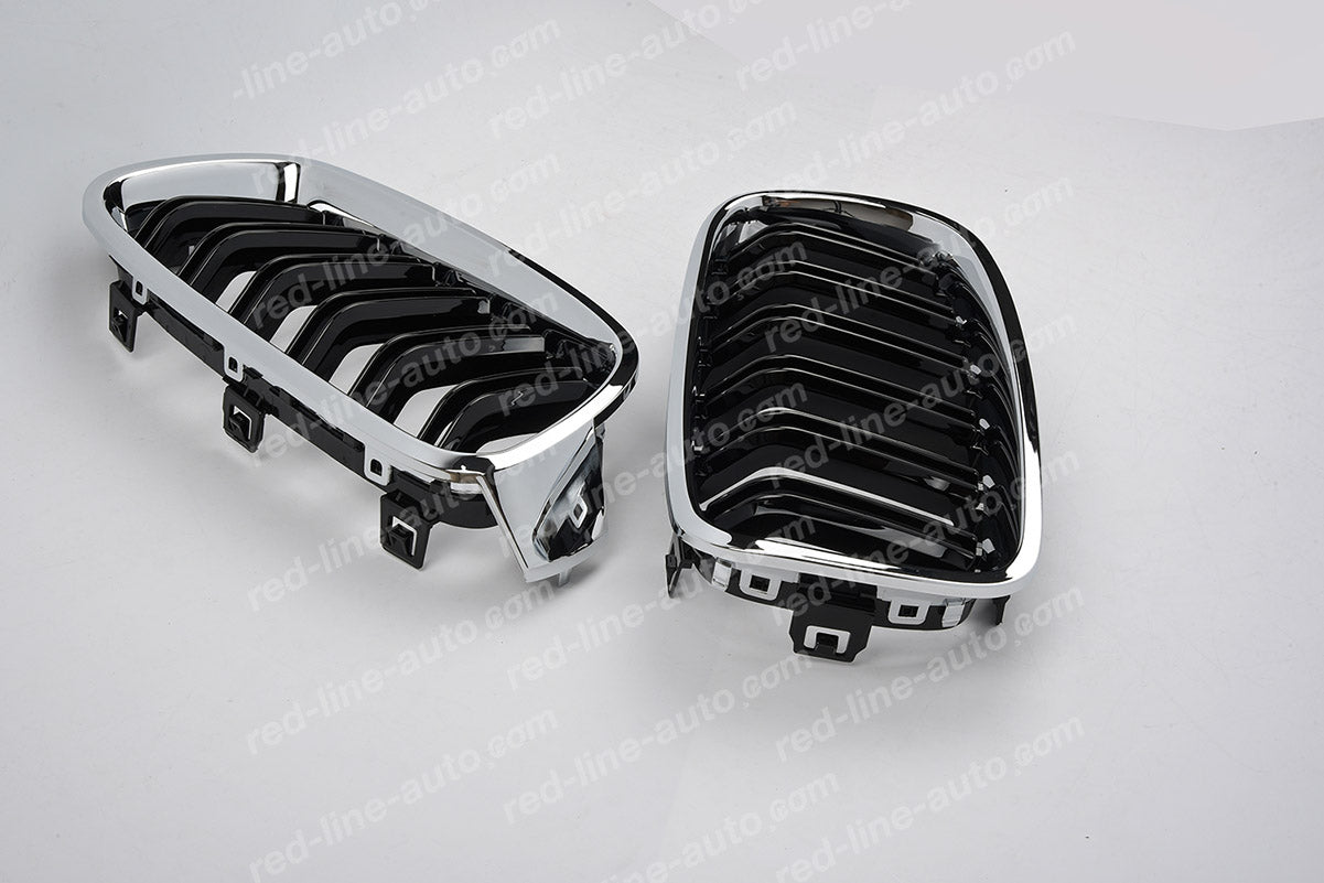 BMW 3 Series F30 Saloon F31 Estate M-Power Grille, Black Double-Bar with Chrome Surround