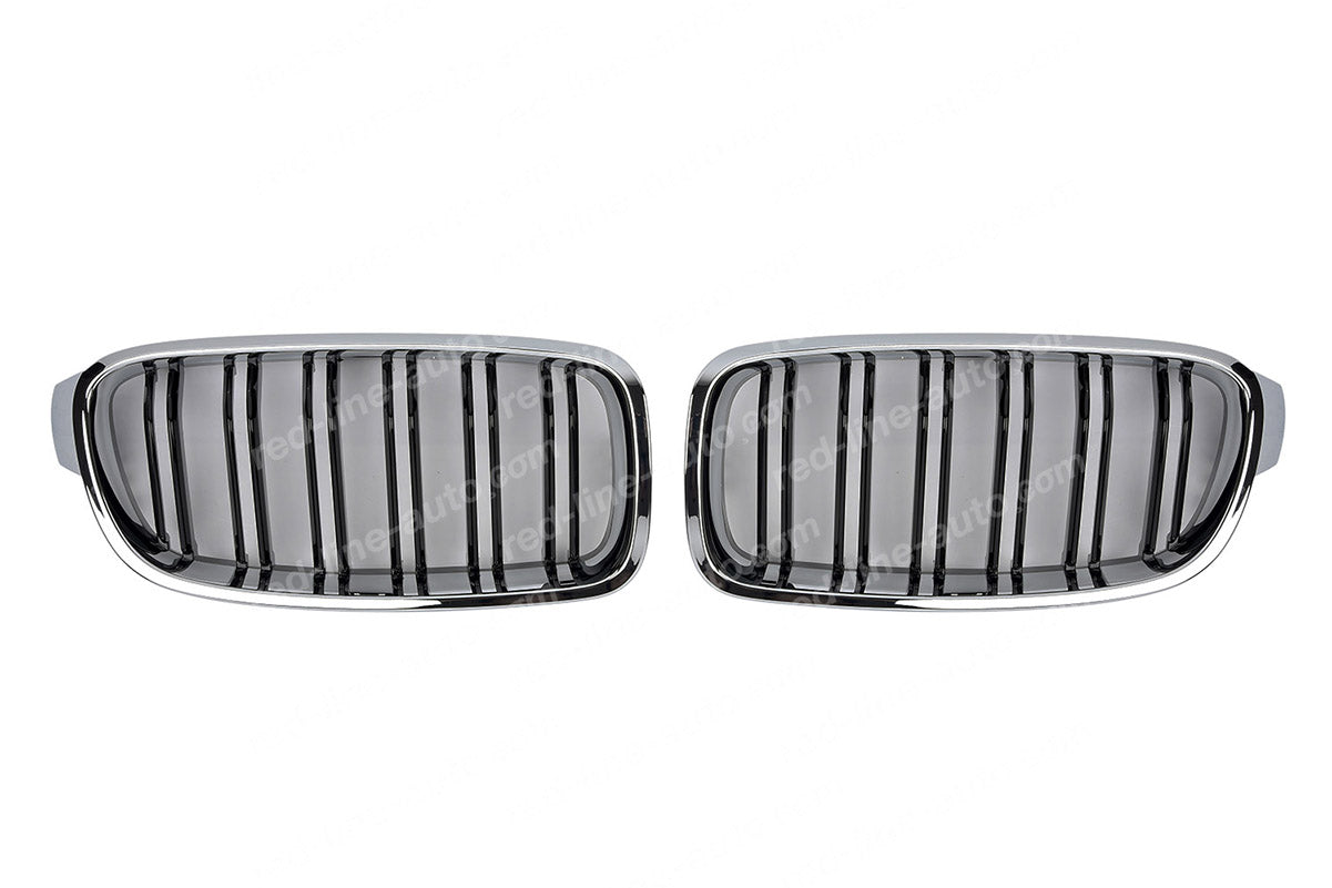 BMW 3 Series F30 Saloon F31 Estate M-Power Grille, Black Double-Bar with Chrome Surround