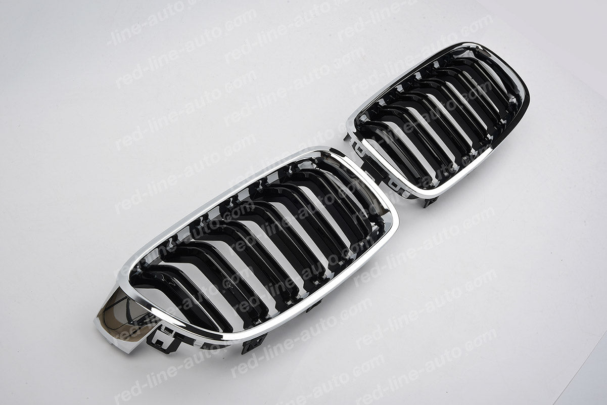 BMW 3 Series F30 Saloon F31 Estate M-Power Grille, Black Double-Bar with Chrome Surround