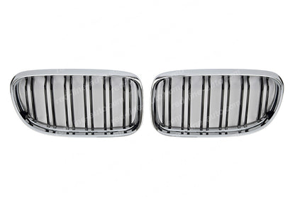 Facelift BMW 3 Series E90 Saloon E91 Estate Double-Bar M-Power Grille, Gloss Black With Chrome Rim