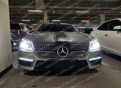 Mercedes R172 SLK Roadster Convertible SLK55 AMG Black Front Grille, Chrome Diamond