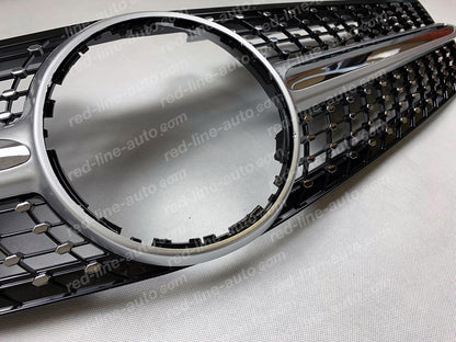 2008+ Facelift Mercedes R230 SL-Class Convertible AMG Iridium Silver Grille, Chrome Diamond