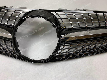 2008+ Facelift Mercedes R230 SL-Class Roadster AMG Grille, Black With Chrome Diamond